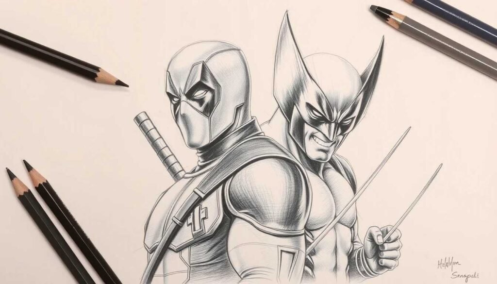 Deadpool and Wolverine Drawing