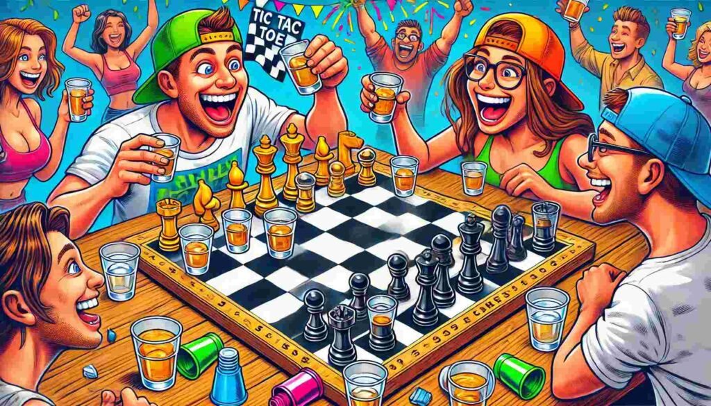 Tic Tac Toe Chess Drinking Game